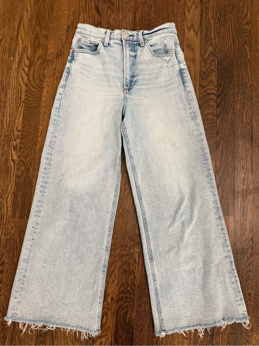 Pistola Lana Raw Hem Ankle Wide Leg Jeans